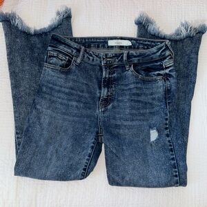 Hidden size 29 flare jeans with frayed bottom